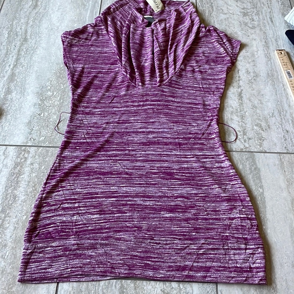Decoded Purple Pinkish Short Sleeve Blouse with Cowl Neck size Large